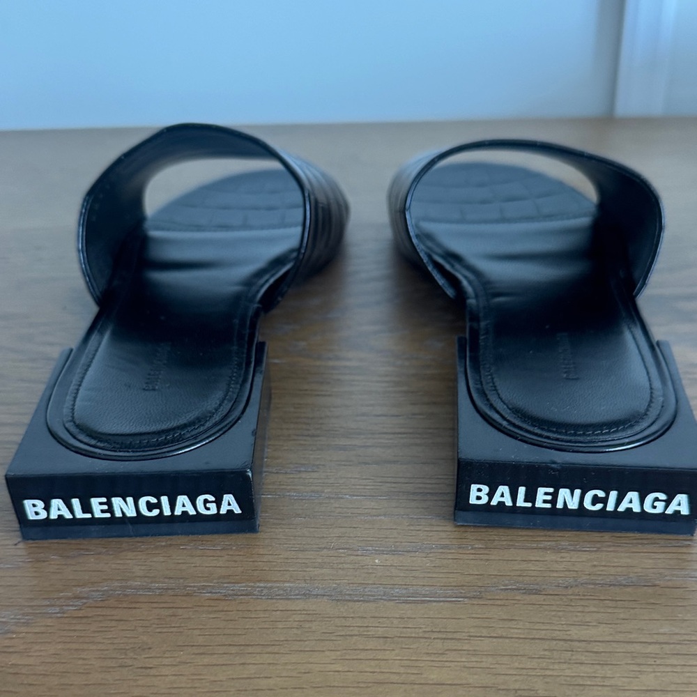 New Balenciaga Black Croc Box Mule Sandals - Picture 2 of 5